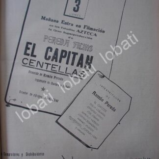 CARTEL ANTIGUO ORIGINAL DE INICIA FILMACION DE LA PELICULA. EL CAPITAN CENTELLAS 1941 / SUPER RARO