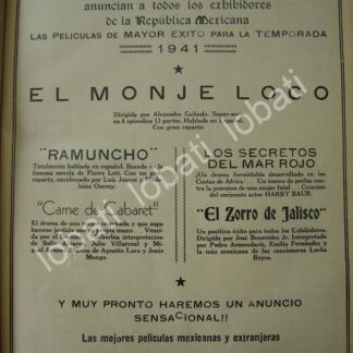 CARTEL ANTIGUO ORIGINAL DE PRODUCTORA DE CINE IRACHETA Y ELVIRA S.A 1941 /N66