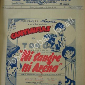 CARTEL ANTIGUO ORIGINAL DE FILMAN PELICULA. NI SANGRE NI ARENA 1941 CANTINFLAS /N70