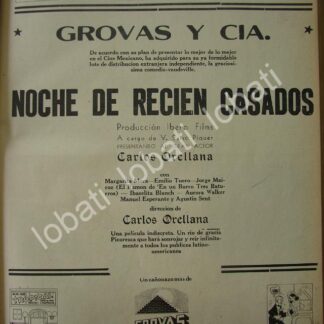CARTEL ANTIGUO ORIGINAL DE FILMANDO LA PELICULA NOCHE DE RECIEN CASADOS 1941 /N75