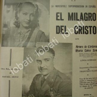 CARTEL ANTIGUO ORIGINAL DE CINE ENCANTO ESTRENA PELICULA EL MILAGRO DE CRISTO 1941 /N76