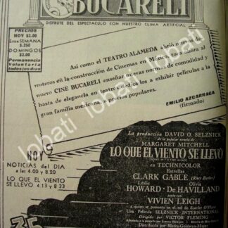 CARTEL ANTIGUO ORIGINAL DE INAUGURAN EL CINE BUCARELI 1941 /N85