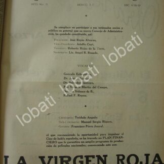 CARTEL ANTIGUO ORIGINAL DE FILMS MEXINEMA S.A ANUNCIA PELICULA. LA VIRGEN ROJA 1941 RARO
