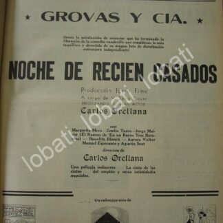 CARTEL ANTIGUO ORIGINAL DE TERMINAN FILMACION DE LA PELICULA NOCHE DE RECIEN CASADOS 1941 /N90
