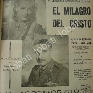 CARTEL ANTIGUO ORIGINAL DE PELICULA EL MILGARO DEL CRISTO, ESTRENO 1941 /N92