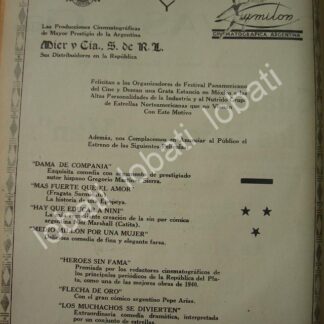 CARTEL ANTIGUO ORIGINAL DE FESTIVAL PANAMERICANO DE CINE 1941 /N95 MUY RARO