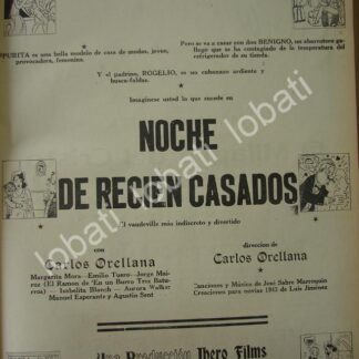 CARTEL ANTIGUO ORIGINAL DE PELICULA. NOCHE DE RECIEN CASADOS /N97