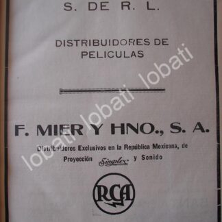 CARTEL ANTIGUO ORIGINAL DE PUBLICIDAD VINTAGE PRODUCCIONES MIER Y CIA 1941