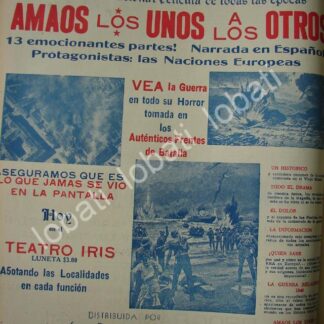 CARTEL ANTIGUO ORIGINAL DE CINE TEATRO IRIS .PELICULA AMAOS LOS UNOS A LOS OTROS /N98 SGM