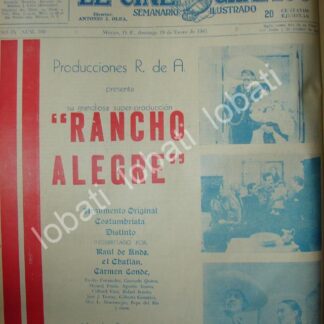 CARTEL ANTIGUO ORIGINAL DE PUBLICIDAD ESTRENO DE PELICULA RANCHO ALEGRE 1941 /2
