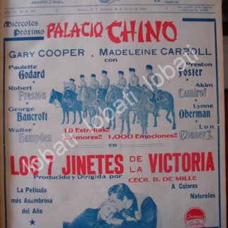 CARTEL ANTIGUO ORIGINAL DE PELICULA LOS 7 JINETES DE LA VICTORIA 1941 /RARO