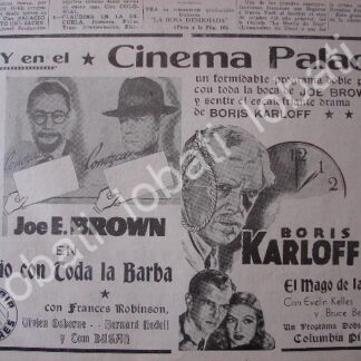 CARTEL ANTIGUO ORIGINAL DE FUNCIONES DEL CINE. CINEMA PALACIO 1941 D.F