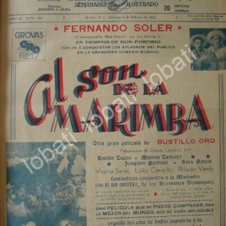 CARTEL ANTIGUO ORIGINAL DE PUBLICIDAD DE LA PELICULA AL SON DE LA MARIMBA 1941
