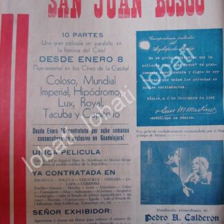CARTEL ANTIGUO ORIGINAL DE PELICULA SAN JUAN BOSCO 1941, AVALADA POR ARZOBISPO DE MEXICO /3