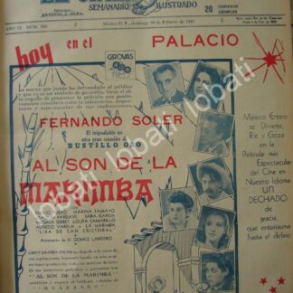 CARTEL ANTIGUO ORIGINAL DE ESTRENO DE LA PELICULA AL SON DE LA MARIMBA 1941