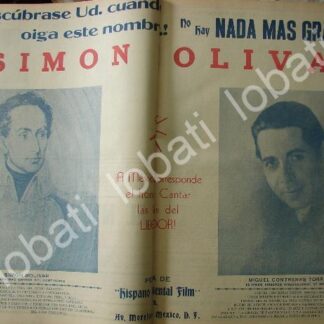CARTEL ANTIGUO ORIGINAL DE AFICHE DE PRE ESTRENO PELICULA SIMON BOLIVAR 1941