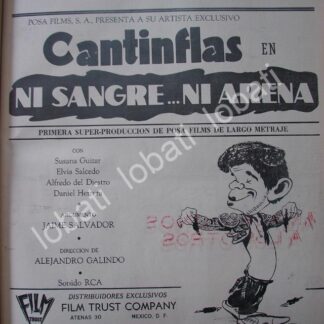 CARTEL ANTIGUO ORIGINAL DE AFICHE DE LA PELICULA NI SANGRE NI ARENA, CANTINFLAS 1941 /N62