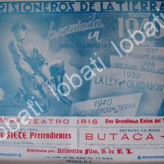 CARTEL ANTIGUO ORIGINAL DE AFICHE DE LA PELICULA PRISIONEROS DE LA TIERRA 1941 /N63 MUY RARO