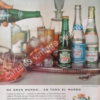 CARTEL ANTIGUO ORIGINAL DE REFRESCO CANADA DRY. SPUR Y GINGER ALE 1959 /2