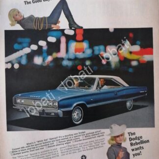 CARTEL ANTIGUO ORIGINAL DE AUTOS CHRYSLER DODGE CORONET 440 1967 /145