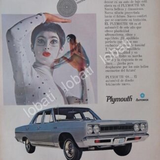 CARTEL ANTIGUO ORIGINAL DE AUTOS CHRYSLER PLYMOUTH 1968 /143 GRANDE