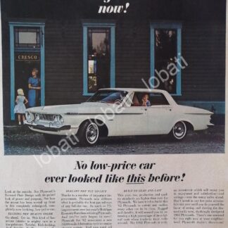 CARTEL ANTIGUO ORIGINAL DE AUTOS CHRYSLER PLYMOUTH 1962 /142