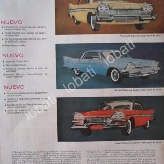 CARTEL ANTIGUO ORIGINAL DE LOS 3 AUTOS CHRYSLER DE 1958 /138