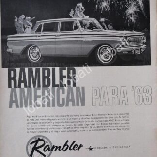 CARTEL ANTIGUO ORIGINAL DE AUTOS AMERICAN RAMBLER 1963 /136
