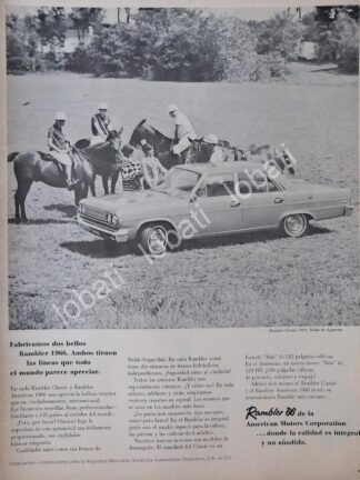 CARTEL ANTIGUO ORIGINAL DE AUTOS RAMBLER 1966 /134