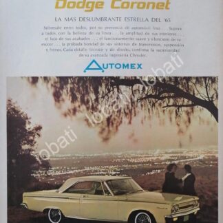 CARTEL ANTIGUO ORIGINAL DE AUTOS CHRYSLER DODGE CORONET 1965 / N79