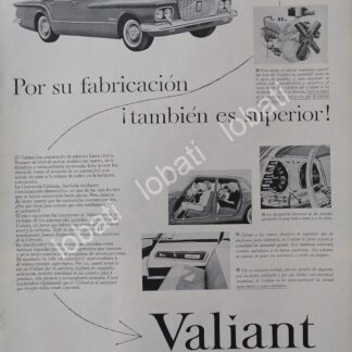 CARTEL ANTIGUO ORIGINAL DE AUTOS CHRYSLER DODGE VALIANT 1960s / N78