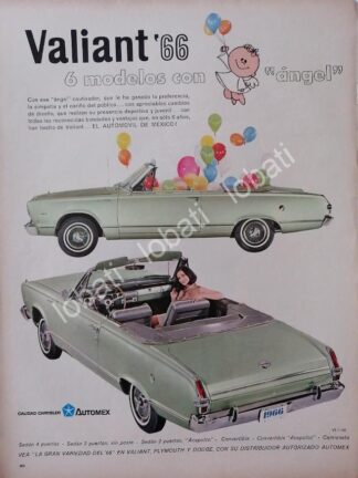 CARTEL ANTIGUO ORIGINAL DE AUTOS CHRYSLER VALIANT 1966 /N72