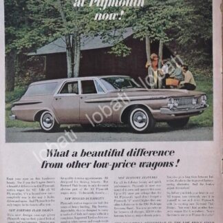 CARTEL ANTIGUO ORIGINAL DE AUTOS CHRYSLER PLYMOUTH WAGON 1962 /151