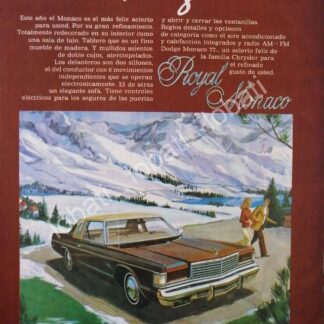 CARTEL ANTIGUO ORIGINAL DE AUTOS CHRYSLER ROYAL MONACO 1977 RARO /58