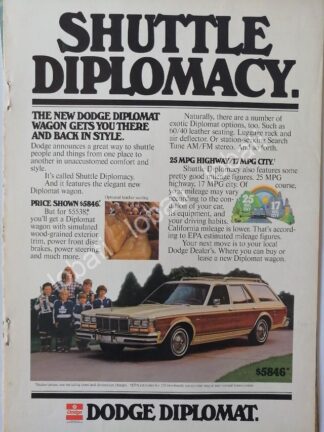 CARTEL ANTIGUO ORIGINAL DE AUTOS CHRYSLER DODGE DIPLOMAT 1979/14