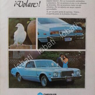 CARTEL ANTIGUO ORIGINAL DE AUTOS CHRYSLER VOLARE 1978
