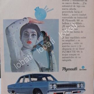 CARTEL ANTIGUO ORIGINAL DE AUTOS CHRYSLER PLYMOUTH 1968. MINI CARTEL