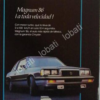 CARTEL ANTIGUO ORIGINAL DE AUTOS CHRYSLER MAGNUM 1986. MINI CARTEL