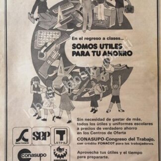 CARTEL ANTIGUO ORIGINAL DE CONASUPO Y UTILES ESCOLARES 1982 /3
