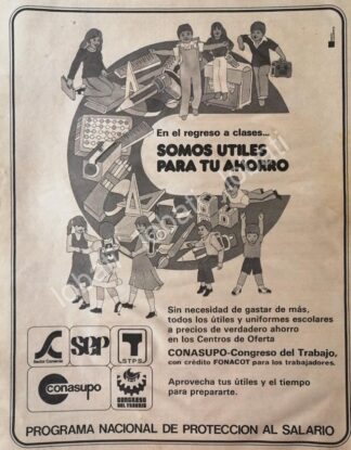 CARTEL ANTIGUO ORIGINAL DE CONASUPO Y UTILES ESCOLARES 1982 /3