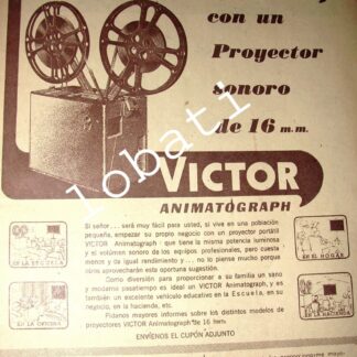 CARTEL ANTIGUO ORIGINAL DE PROYECTOR VICTOR ANIMATOGRAPH 16mm 1951 /16