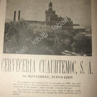 CARTEL ANTIGUO ORIGINAL DE CERVECERIA CUAUHTEMOC S.A 1941