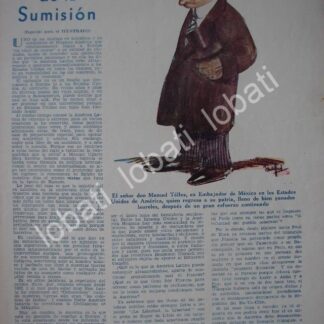 CARICATURA ANTIGUA DE MANUEL TELLEZ ACOSTA 1930 POR. ANDRES AUDIFFRED/PLT