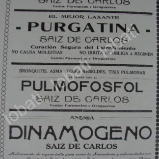 CARTEL ANTIGUO ORIGINAL DE PUBLICIDAD DE LAS MEDICINAS DE 1909 DE CARLOS PRATS