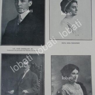 CARTEL ANTIGUO ORIGINAL DE BODA. CASTELLOT FERNANDEZ 1910 / & LINCOLN AGUILAR