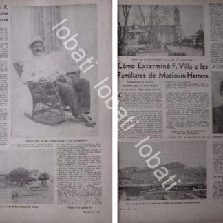 CARTEL ANTIGUO ORIGINAL DE COMO EXTERMINO PANCHO VILLA A FAMILIARES DE MACLOVIO HERRERA 1934