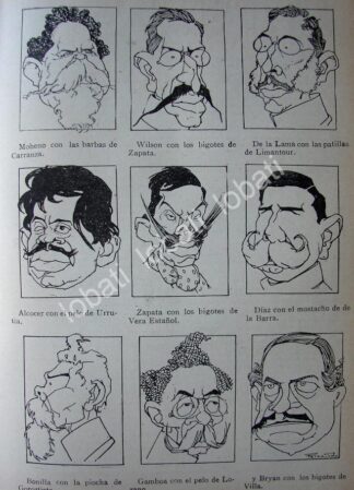 CARICATURA ANTIGUA 1914 PERSONAJES DE LA REVOLUCION MEXICANA