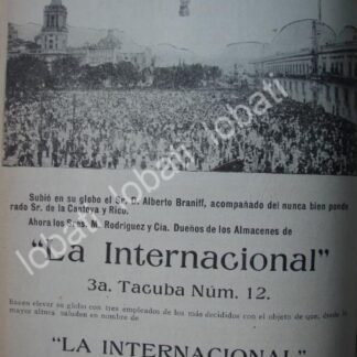 CARTEL ANTIGUO ORIGINAL DE JOAQUIN DE LA CANTOYA Y ALBERTO BRANIFF EN GLOBO 1914 /768