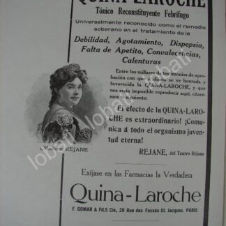 CARTEL ANTIGUO ORIGINAL DE MEDICINA QUINA LAROCHE 1909 CARLOS MULLER