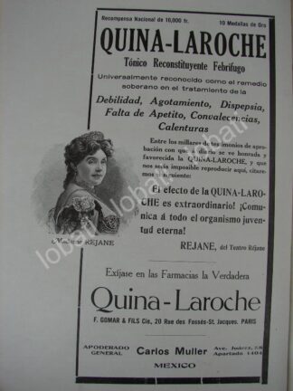 CARTEL ANTIGUO ORIGINAL DE MEDICINA QUINA LAROCHE 1909 CARLOS MULLER